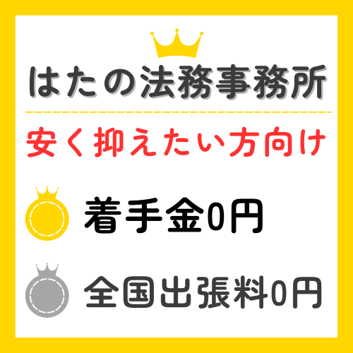 はたの法務事務所の特徴をまとめたイラストテーブル用黄色