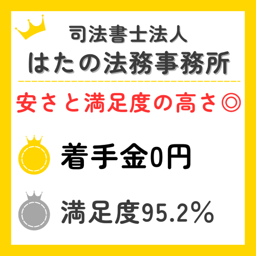 はたの法務事務所の特徴をまとめたイラストテーブル用黄色