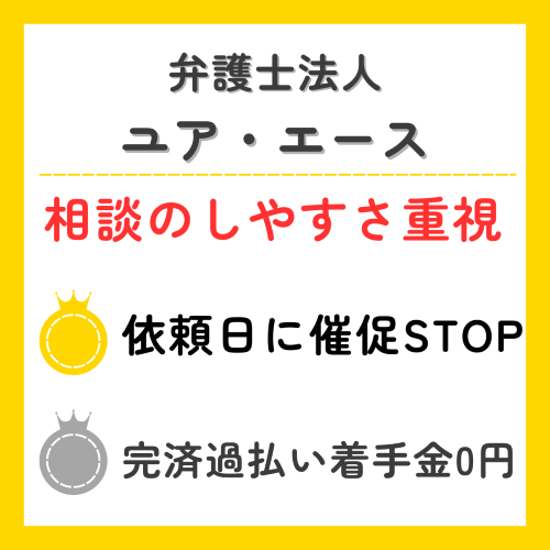 弁護士法人ユア・エースの特徴をまとめたイラストテーブル用黄色